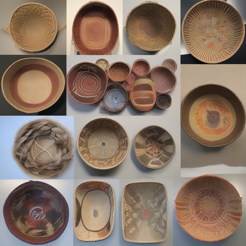 Examples of finished baskets from 2019 workshops.