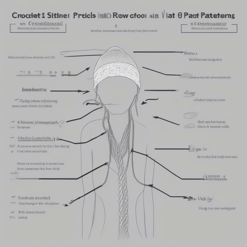 Diagram illustrating how to adjust a crochet hat pattern for different sizes.