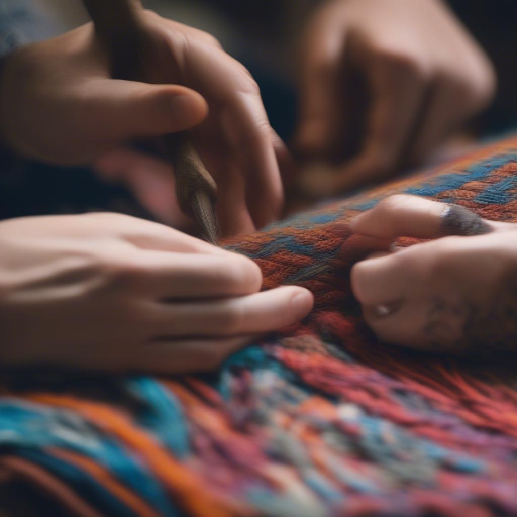 Advanced tapestry weaving techniques being demonstrated