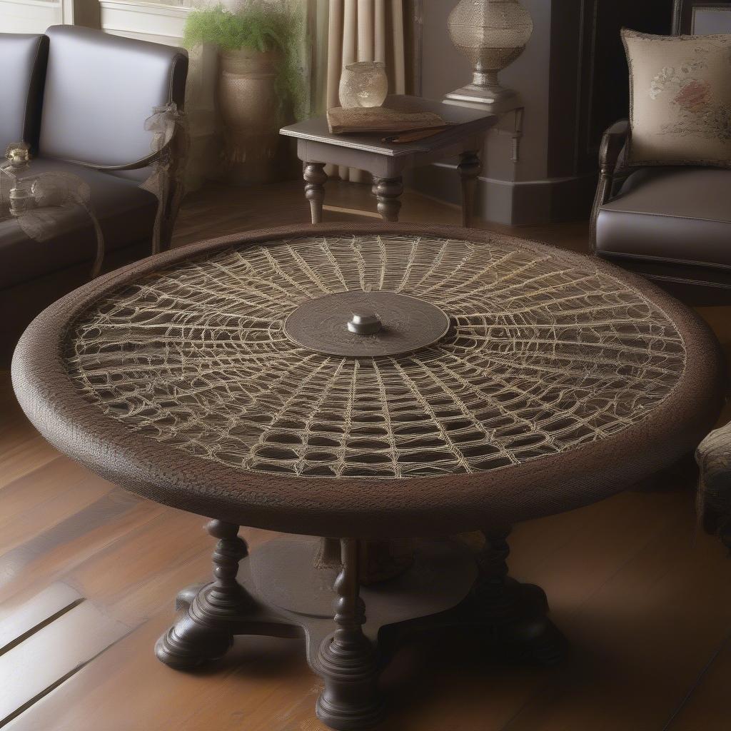 Antique Clockwork Weaving Spider Table