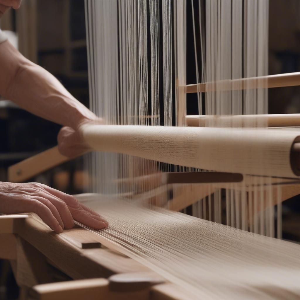 Weaving on the Avalon Table Top Wooden Weaving Loom