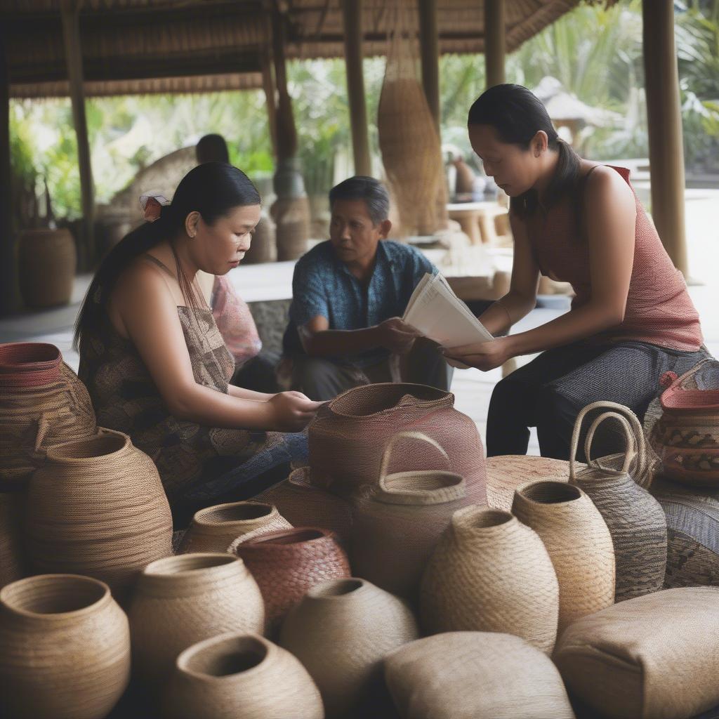 Meeting with a Bali Woven Bag Supplier