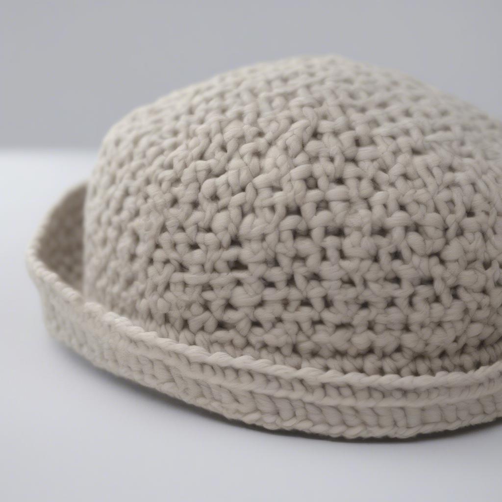 Basket Weave Crochet Hat Free Pattern: A close-up of a finished basket weave crochet hat, showcasing the intricate texture and stylish design.