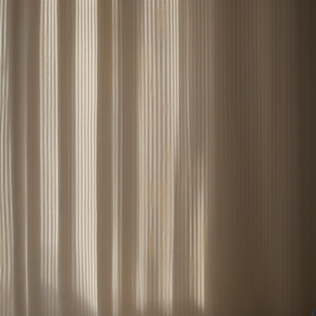 Natural light filtering through basket weave curtains