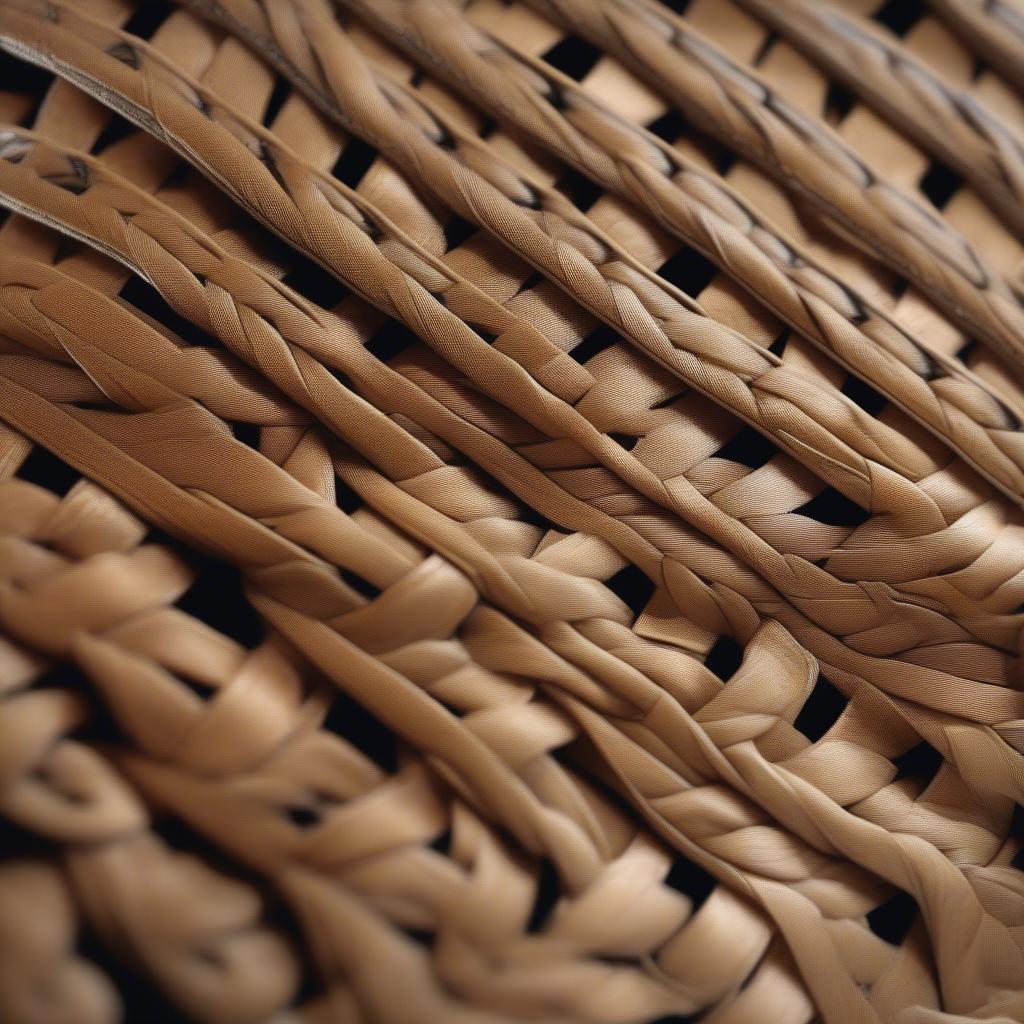 Close-up of a basket weave hat band showcasing the intricate details of the weaving pattern.