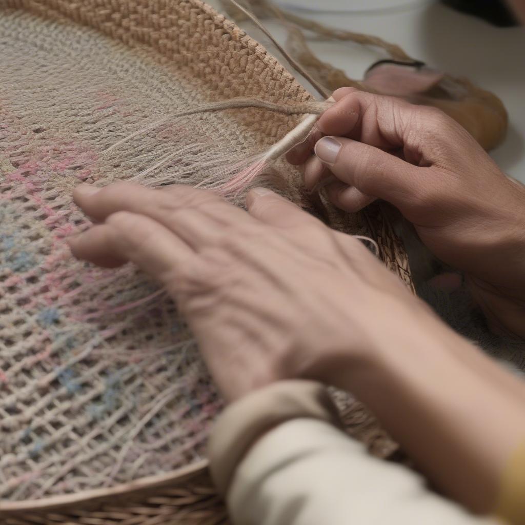 Creating a basket weave hat on a loom