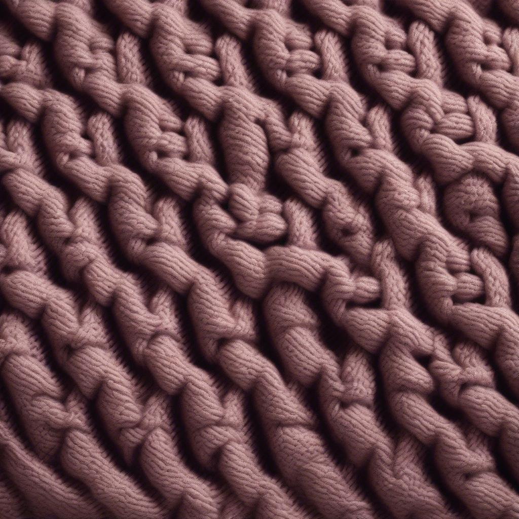 Close-up view of the basket weave knit stitch