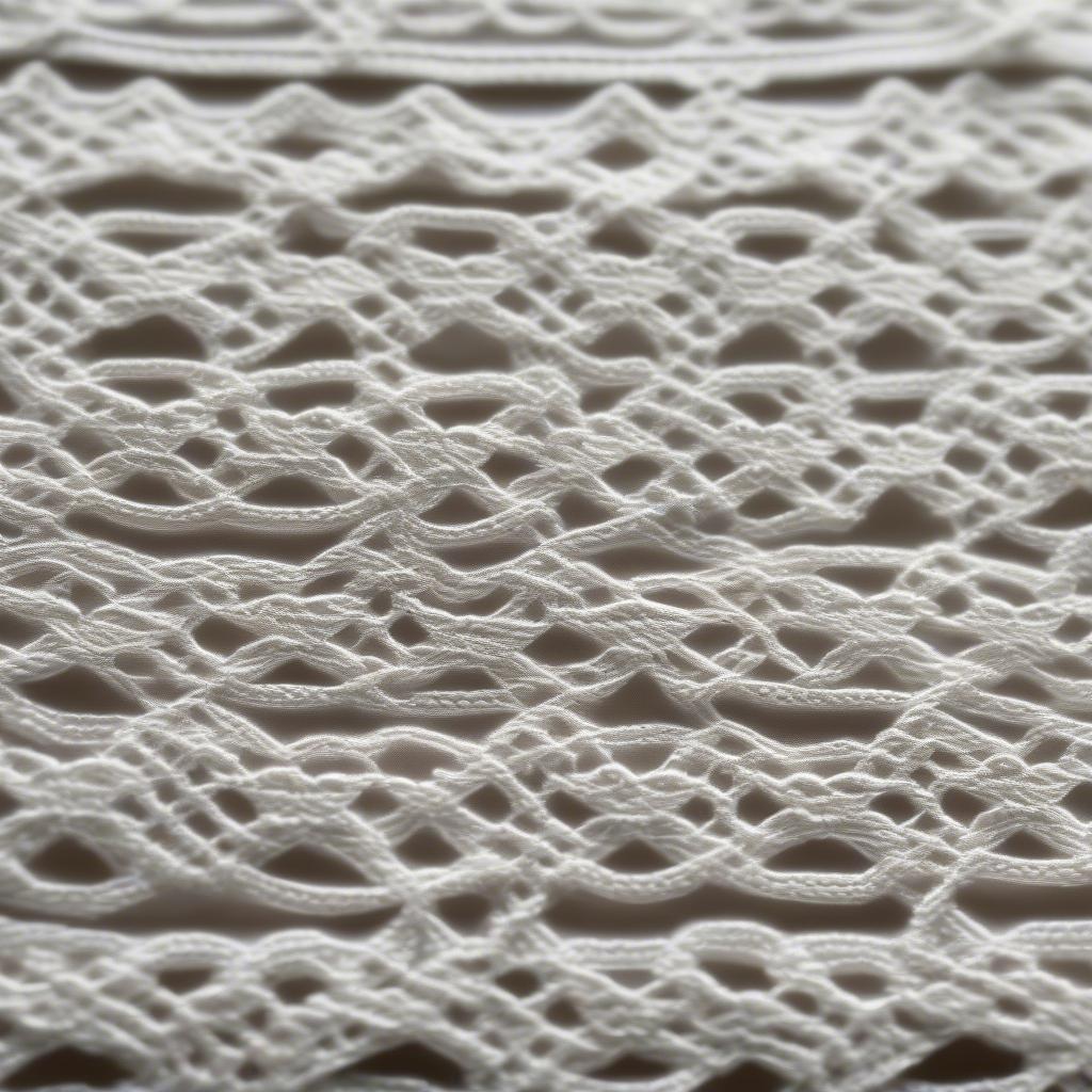 Close-up view of basket weave lace, showcasing the intricate over-under pattern and textured surface