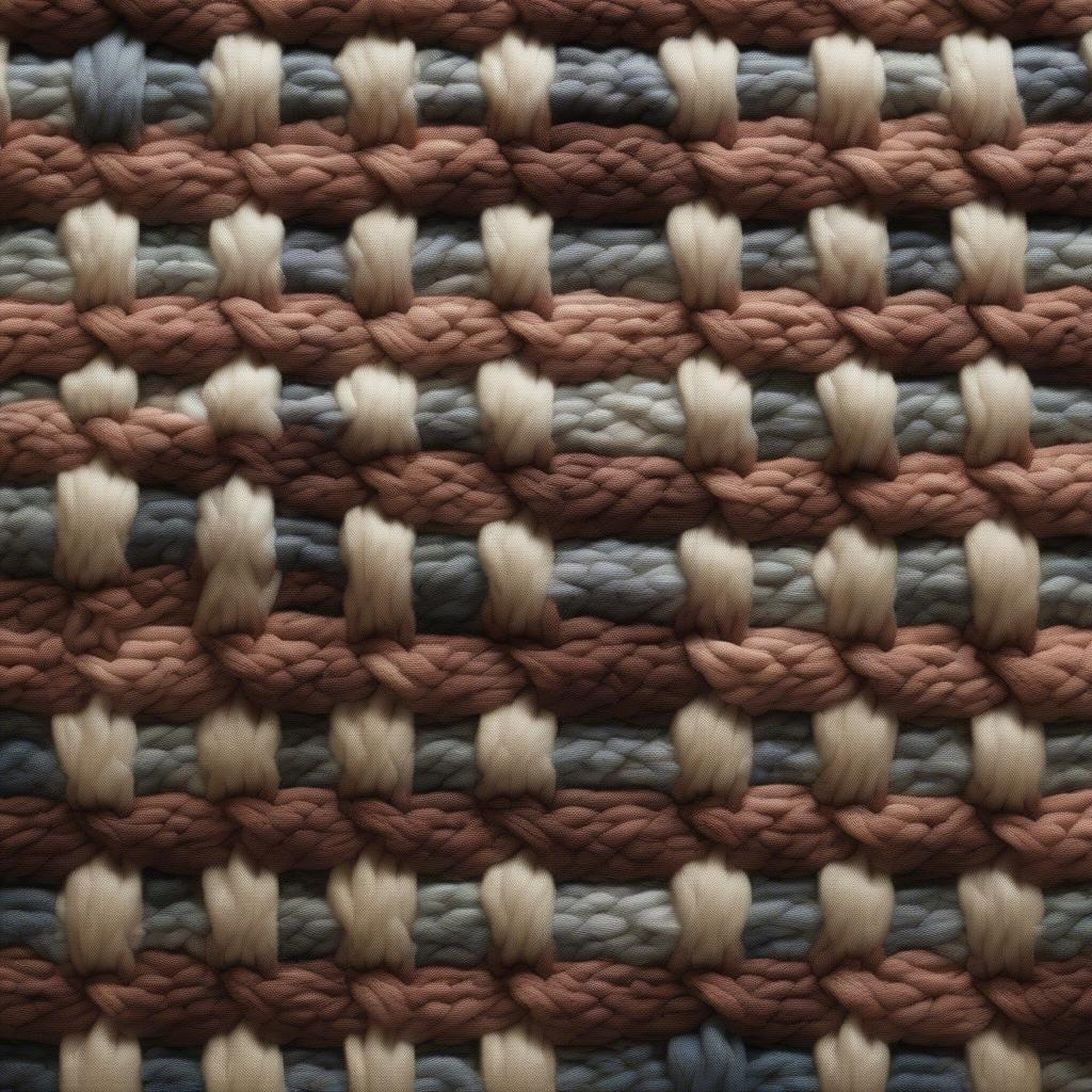 Close-up view of the basket weave log cabin stitch showing the intricate woven pattern and texture