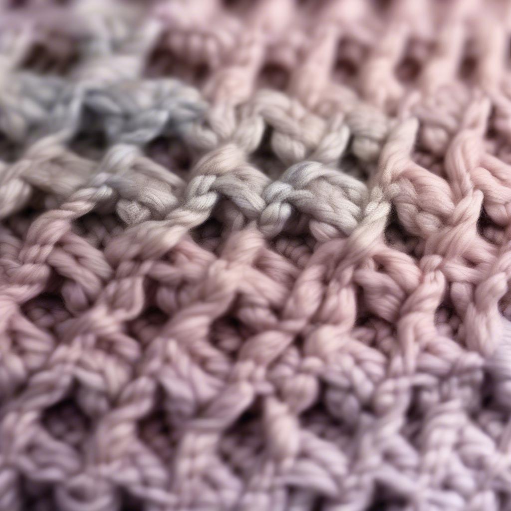 Close-up view of the basket weave crochet stitch