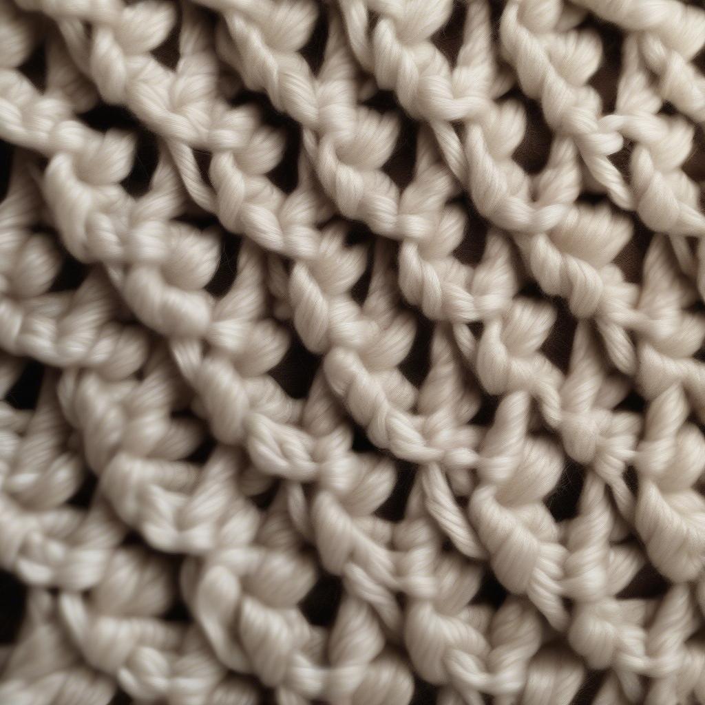 Close-up view of the basket weave stitch in crochet.