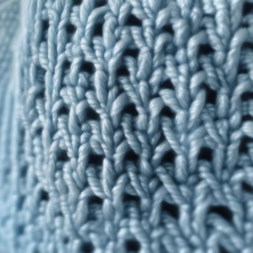 Close-up view of the basket weave stitch in a baby hat