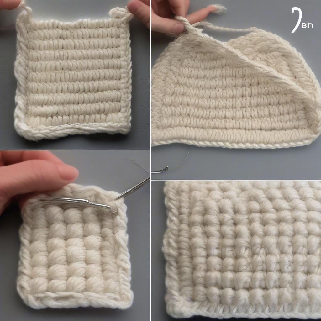 Step-by-step tutorial showing how to crochet the basket weave stitch.