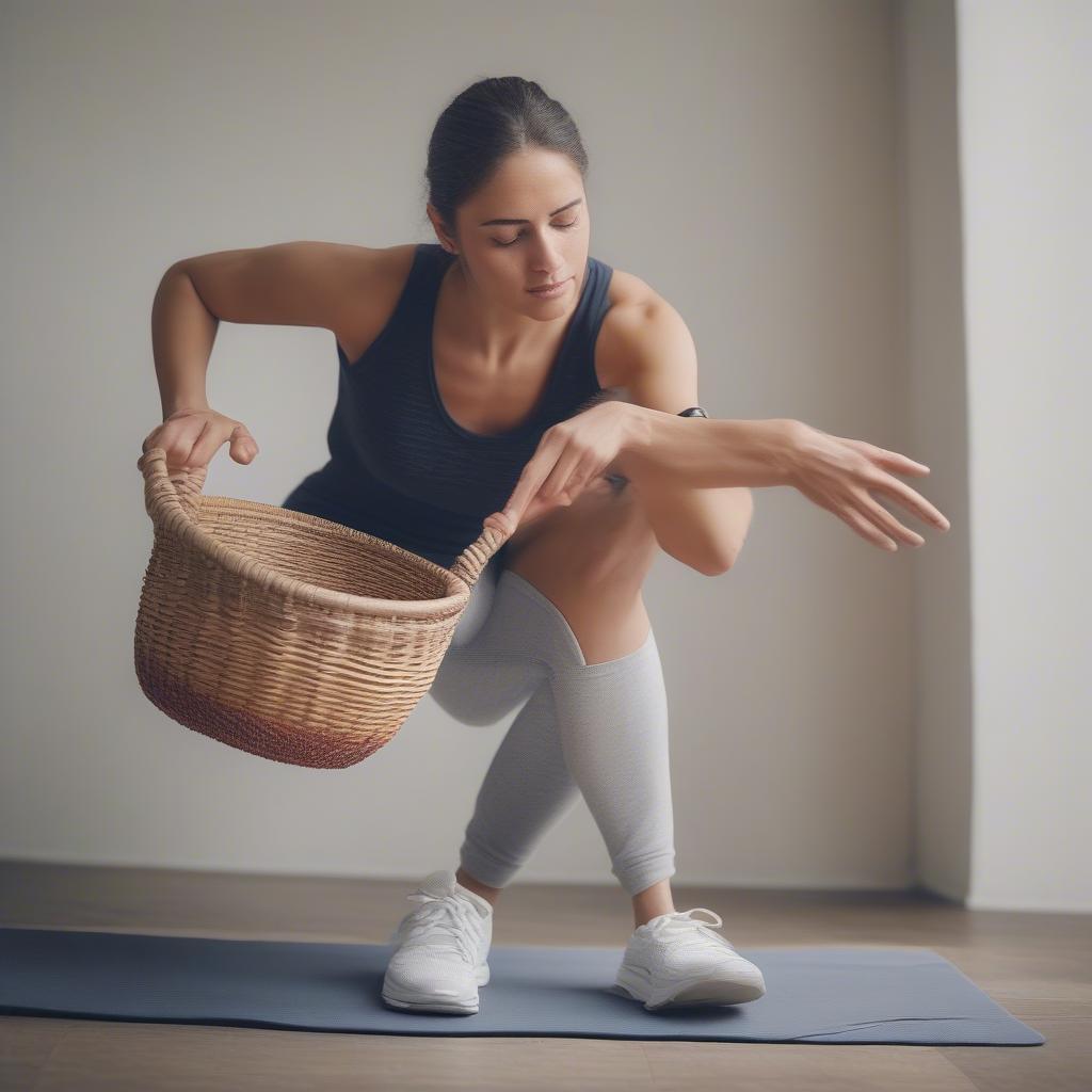 Runner Stretching Before Weaving Baskets