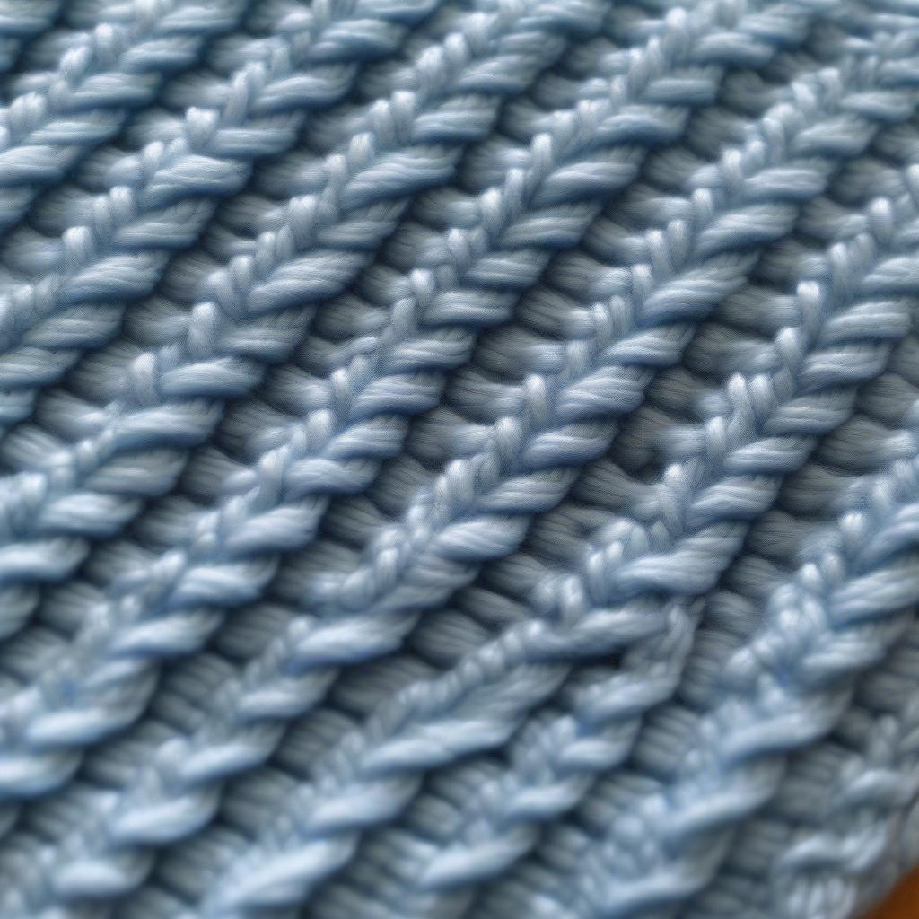 Close-up of the knit basket weave stitch on a baby blanket