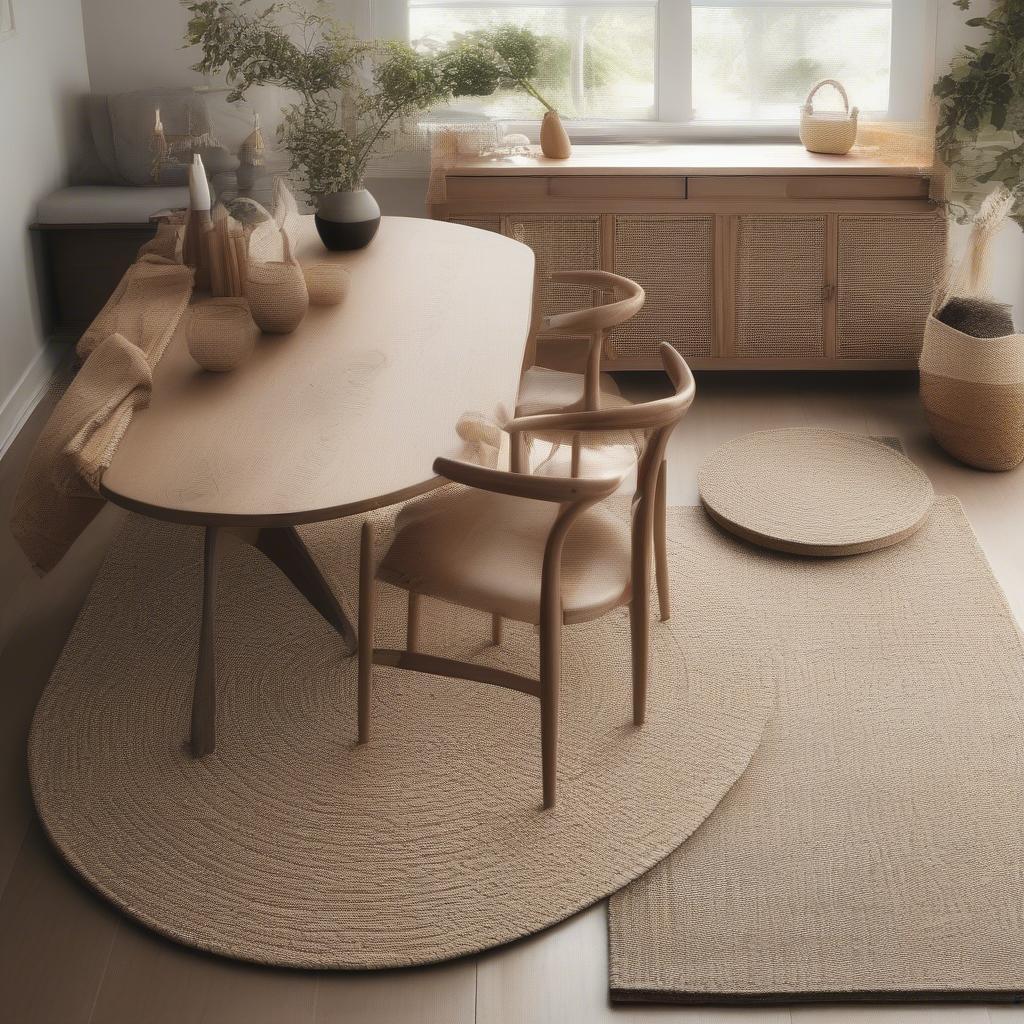 Best weave rugs for under a dining table showcasing different materials and styles.