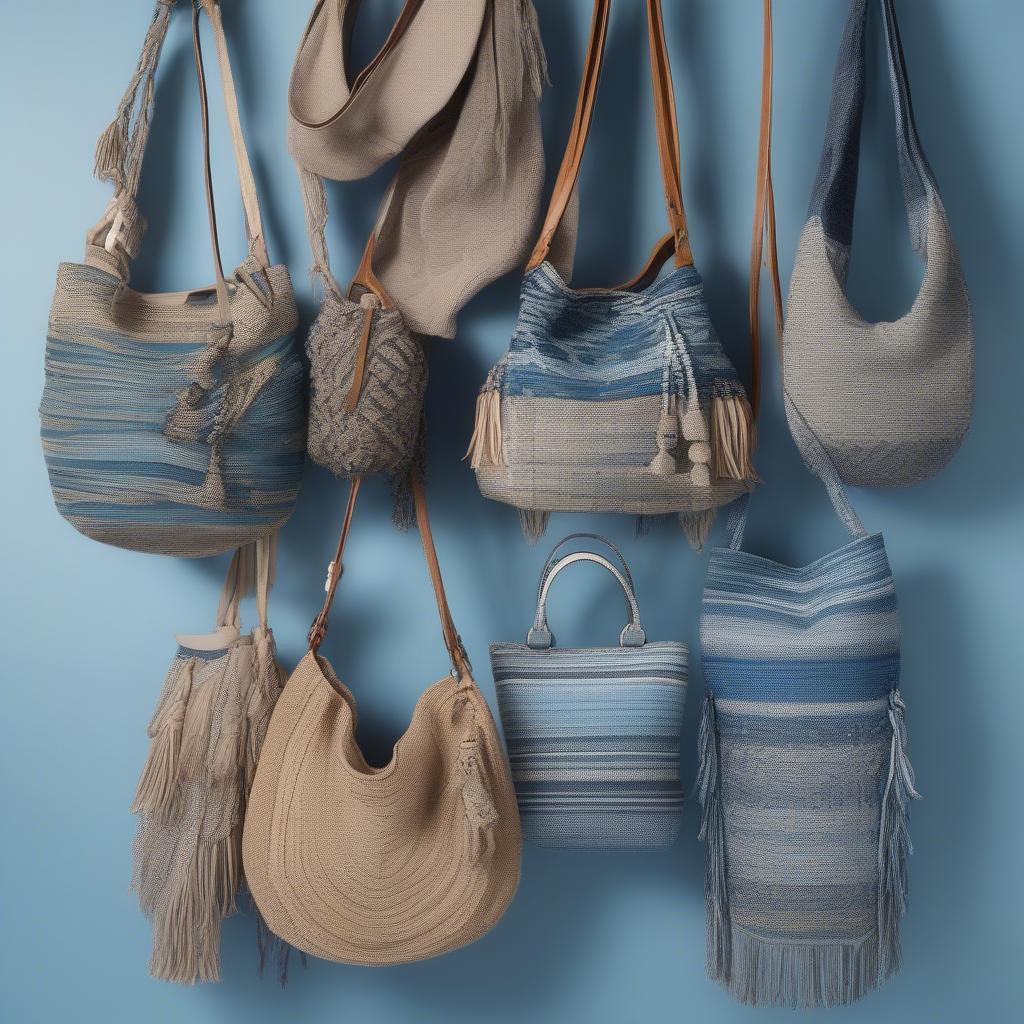 Different Styles of Blue Woven Hobo Bags