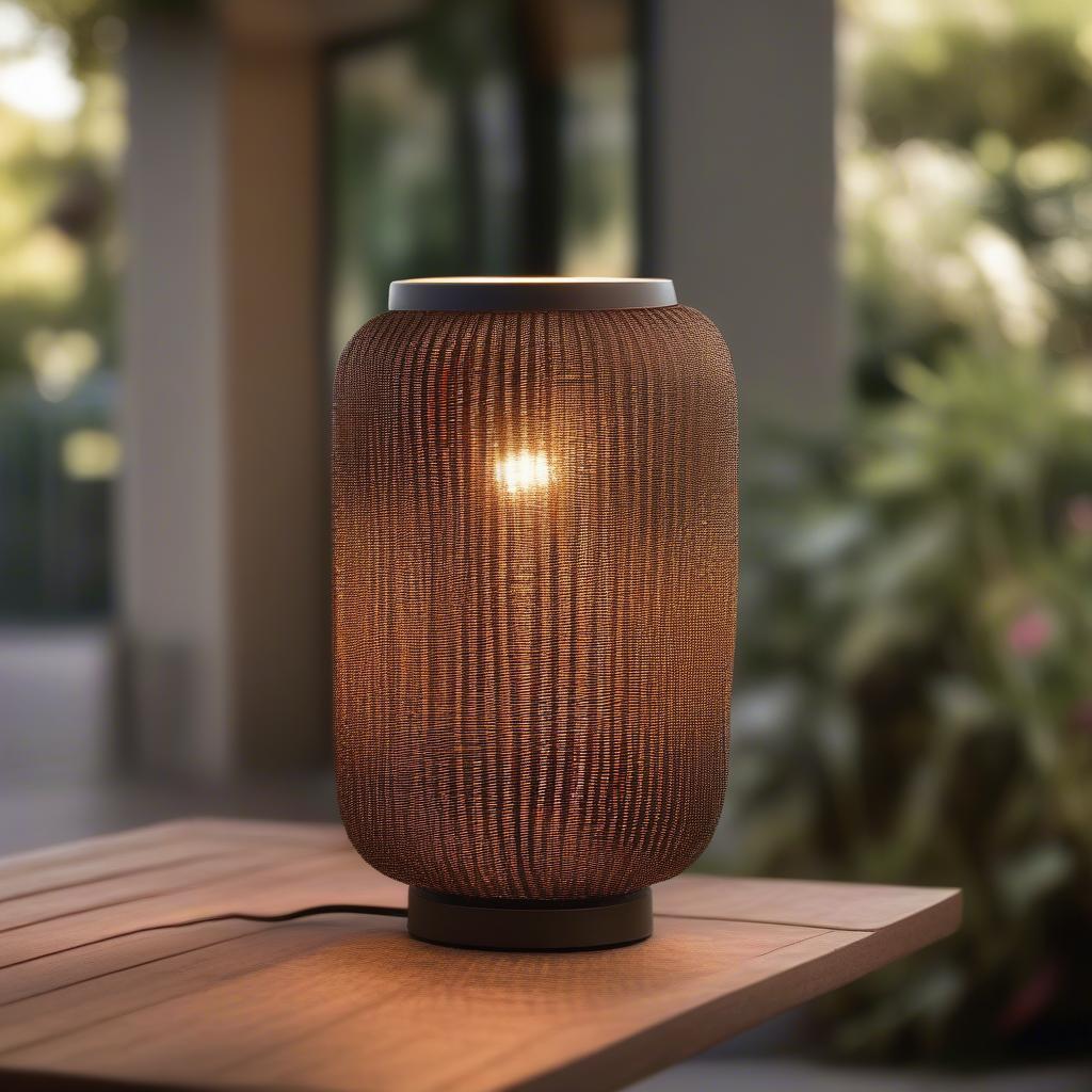 Bronze Weaver Table Lamp for Outdoor and Indoor Use