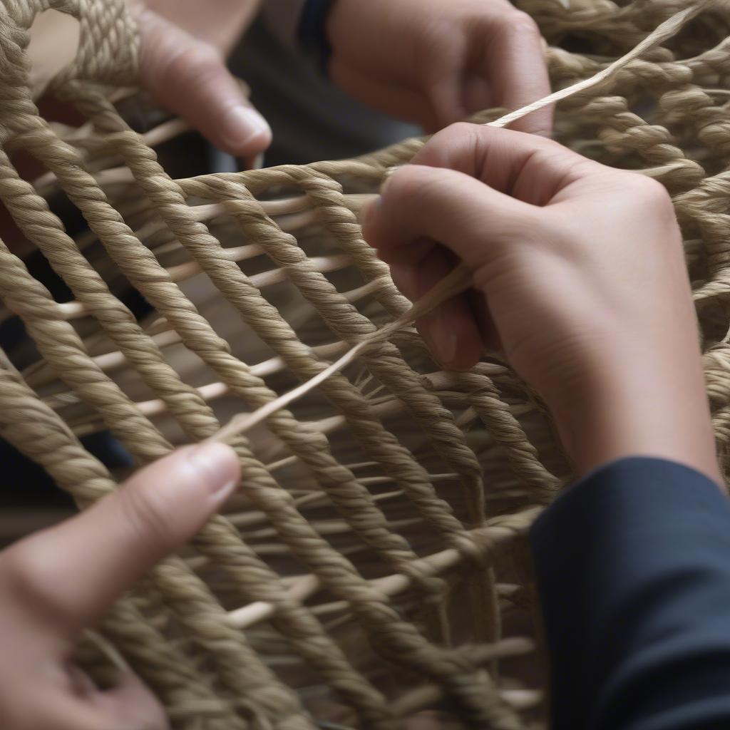 Weaving the Seagrass Pattern for the Chair Seat