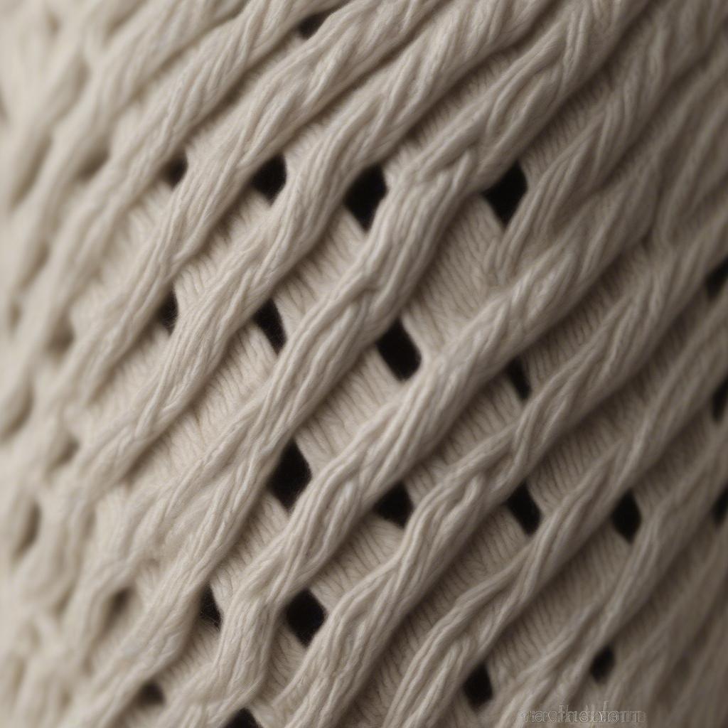 Close-up of a celtic weave knit hat showing the intricate cable knit details and yarn texture