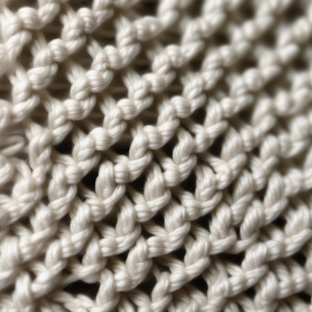 Close-up view of the Celtic Weave Stitch in crochet, showing the intricate texture and knot-like appearance.