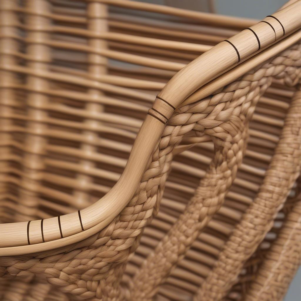 Close-up view of intricate hand-woven cane pattern on a chair seat