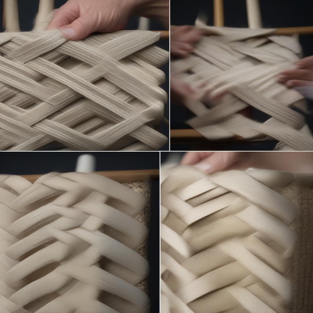 Over-under and twill weaving techniques for chair making