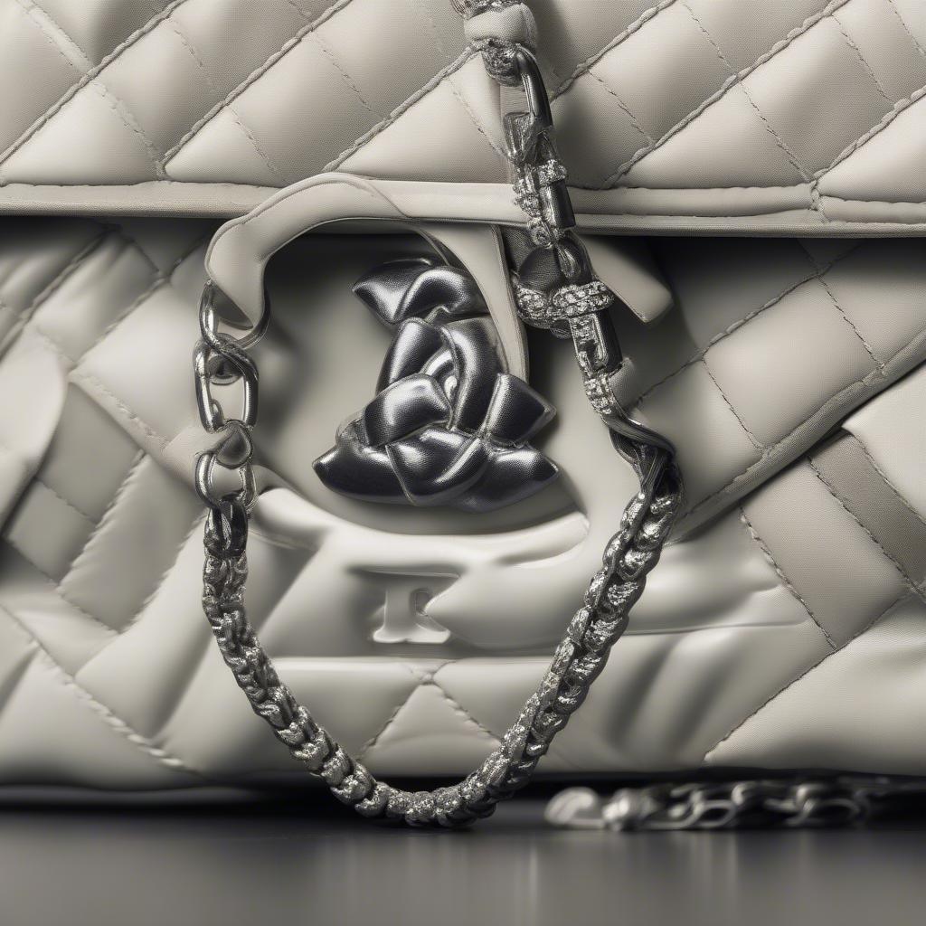 Detailed view of the Chanel Jewel Woven Chain Bag's hardware, stitching, and interior lining, highlighting the hallmarks of authenticity.