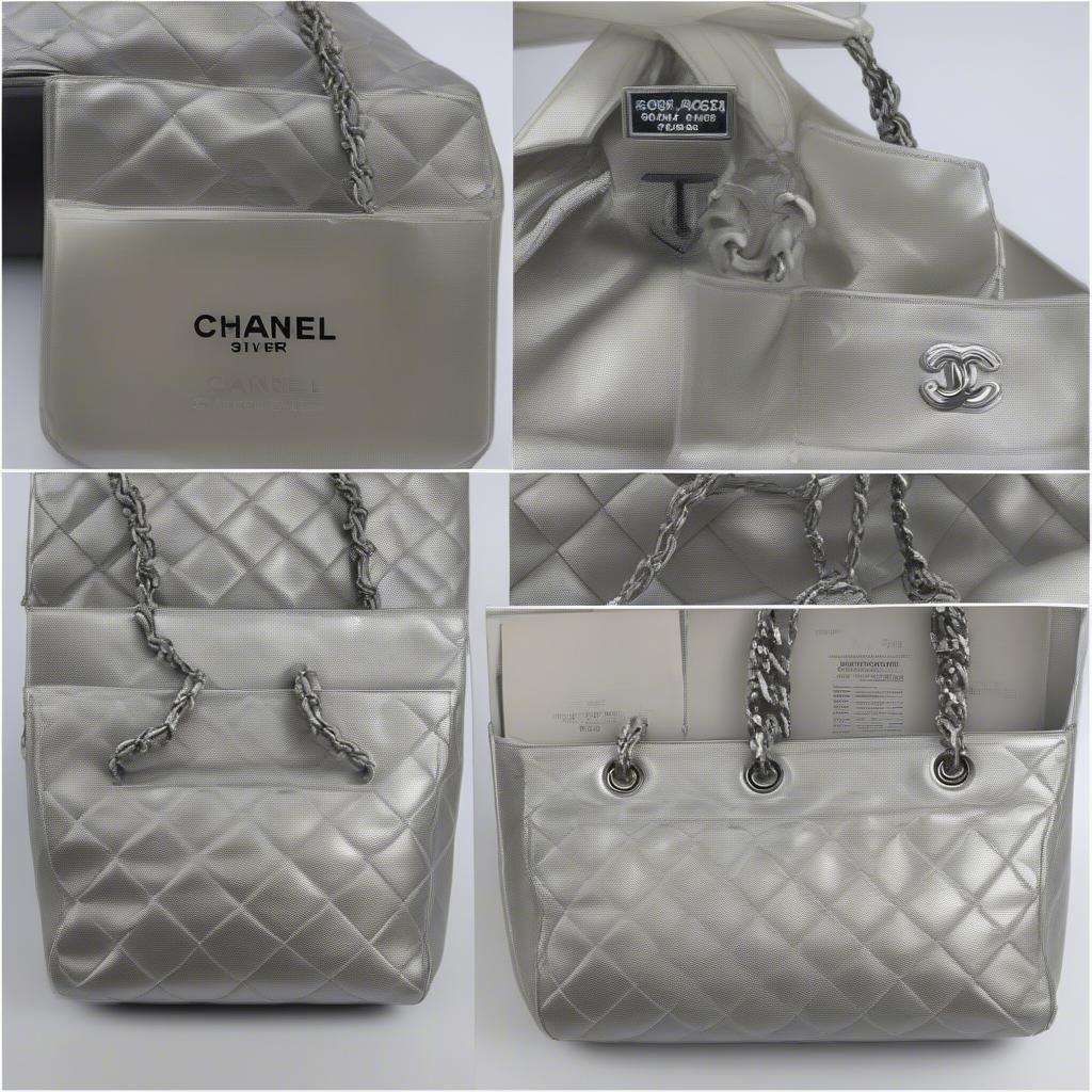 Key details to look for when authenticating a Chanel silver woven bag