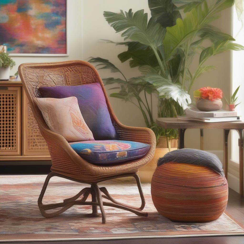 Charleston Weave Swivel Chair in a Bohemian Setting