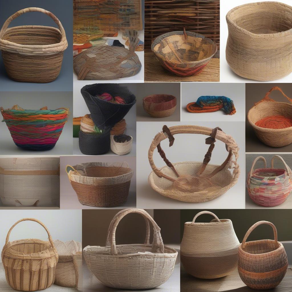 Different types of baskets made from various materials, showcasing the diverse options available in basket weaving classes.