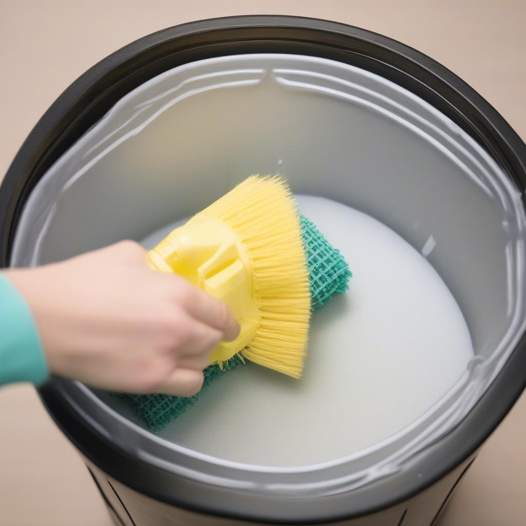 Cleaning a Basket Weave Trash Can