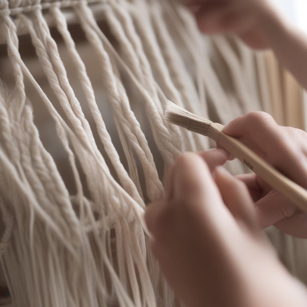 Cleaning a Macrame Chair with a Brush