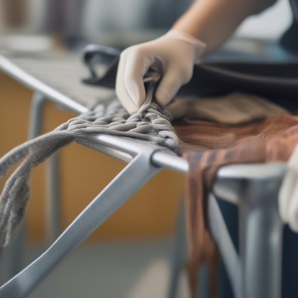 Cleaning a Metal Chair Frame Before Weaving