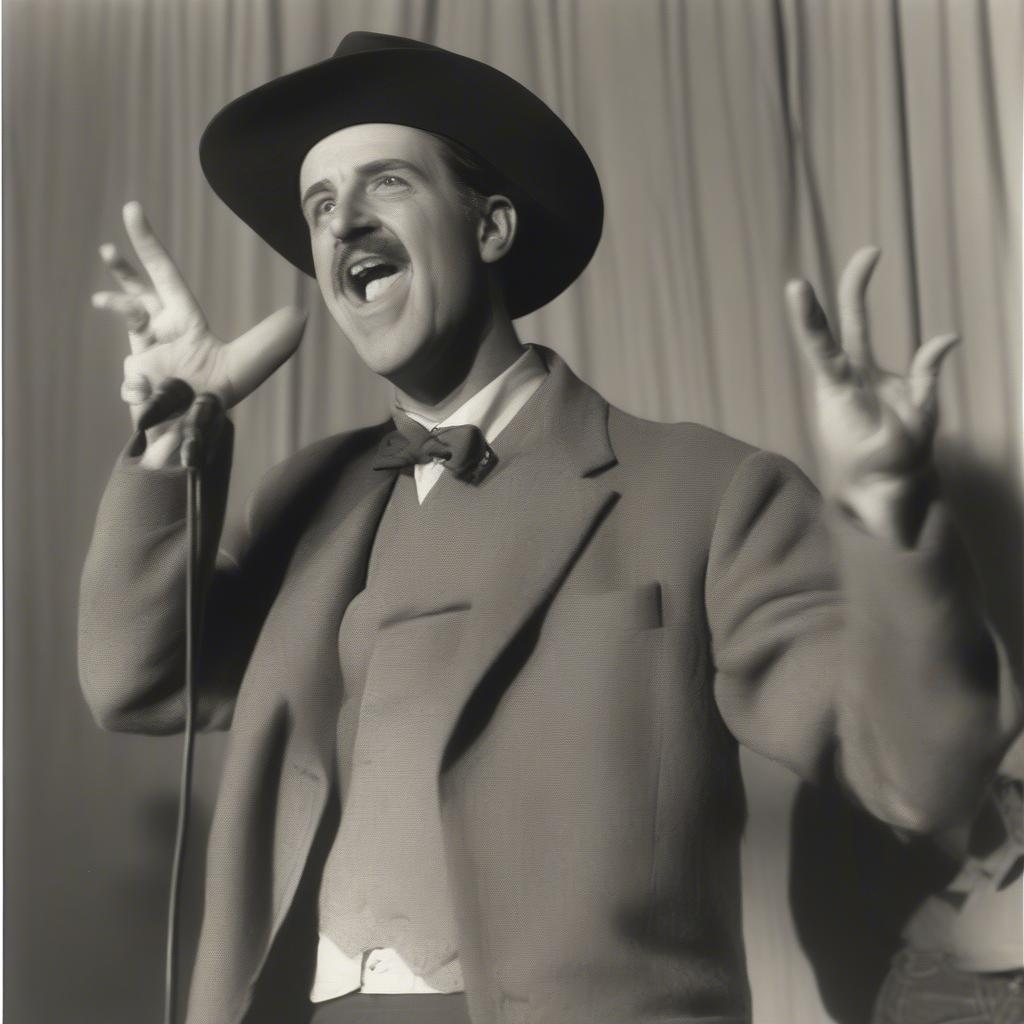 Cliff Arquette performing as Charley Weaver with his trademark squashed hat