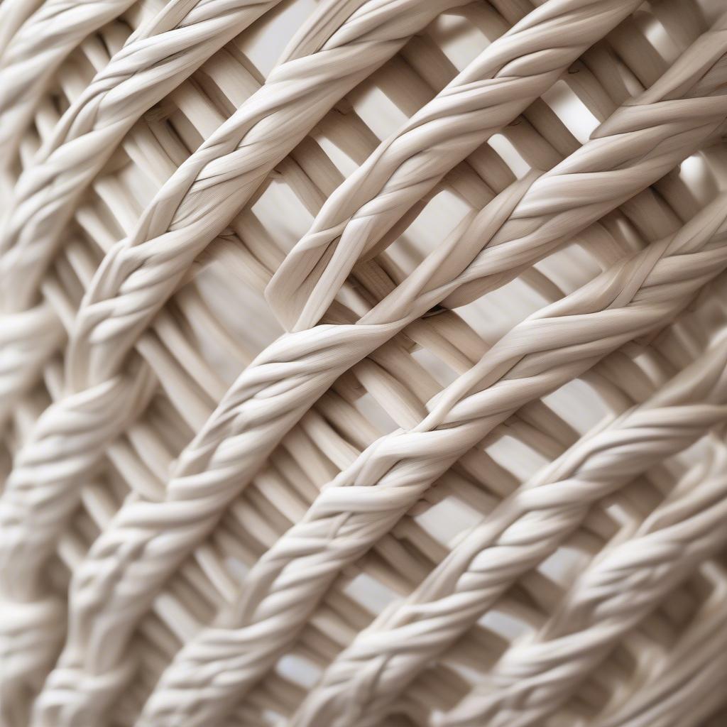 Close-Up of Wicker and Rattan Table Lamp Base