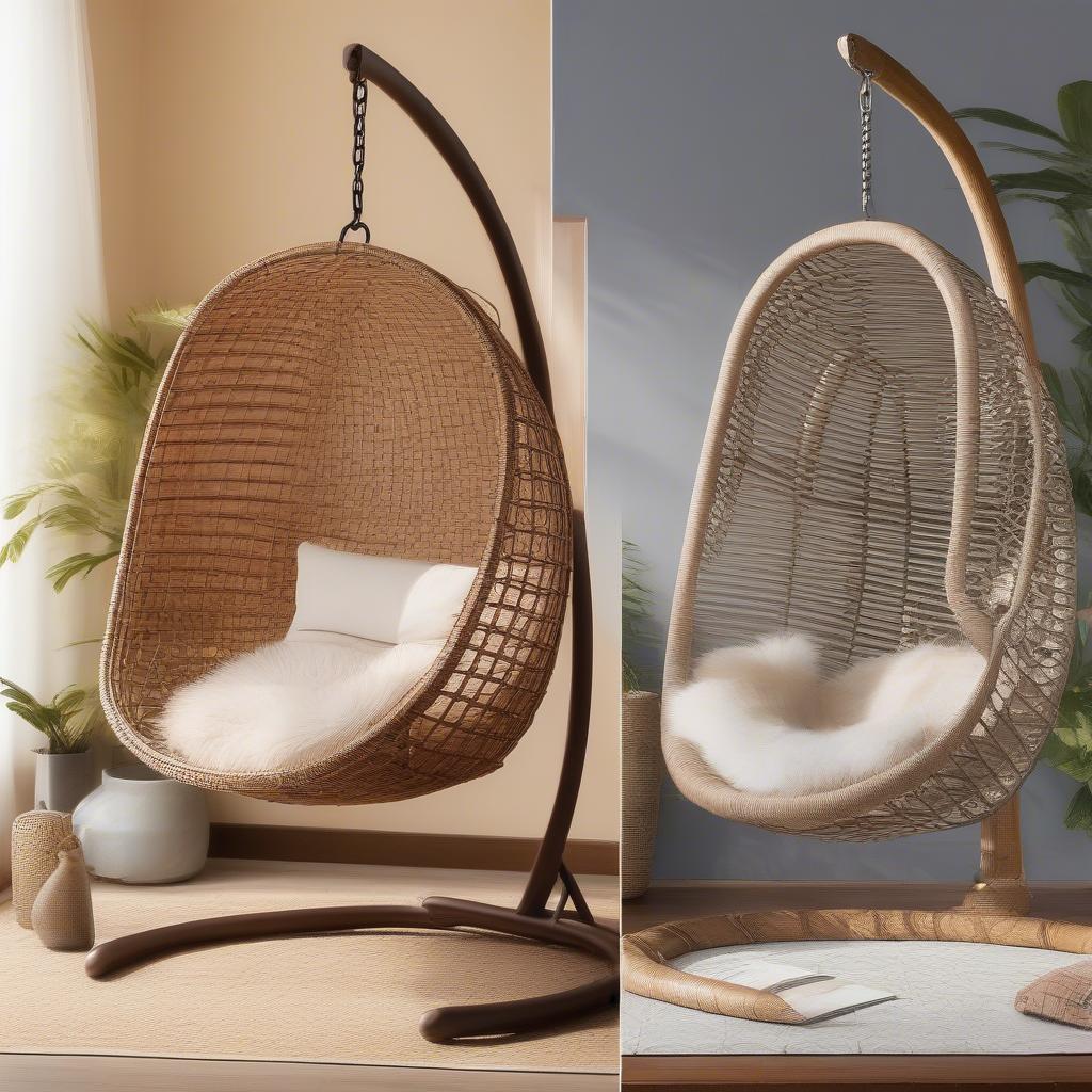 Different Rattan and Wicker Hanging Chairs