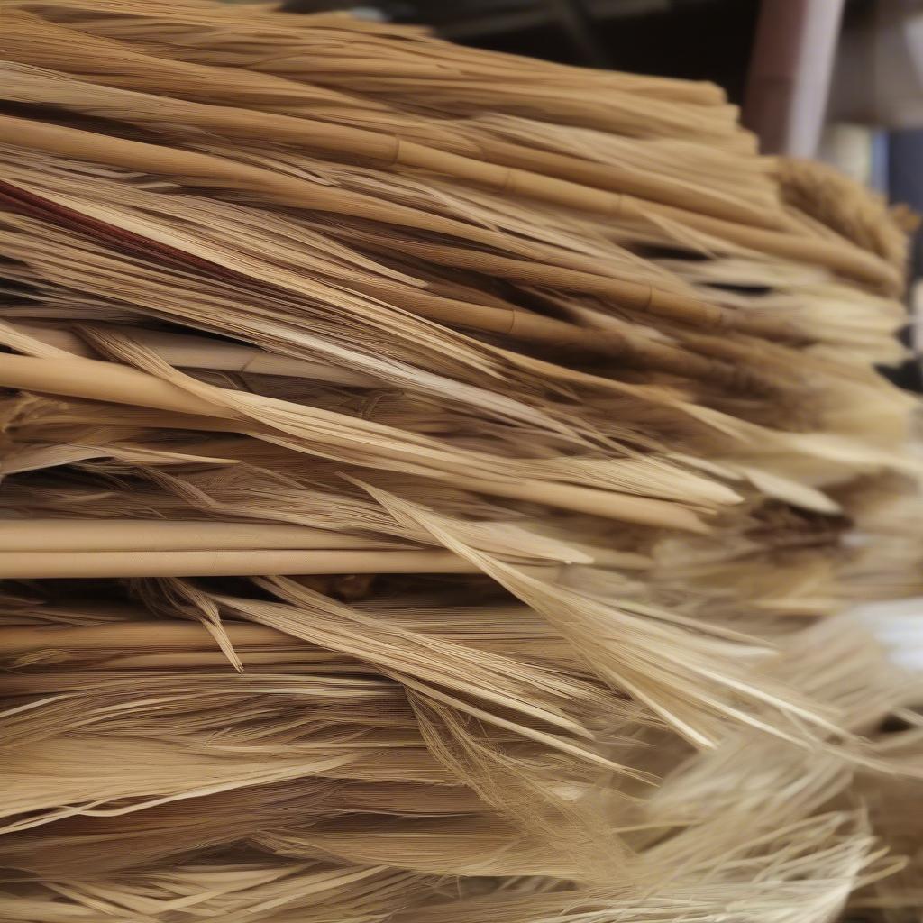 Conical Hat Weaving Materials: Palm Leaves and Bamboo