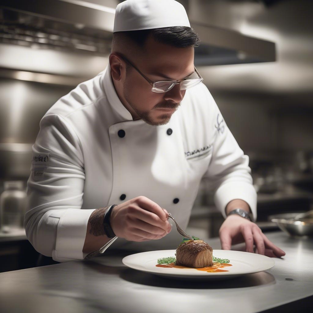 Chef Preparing a Dish at Cook Weaver