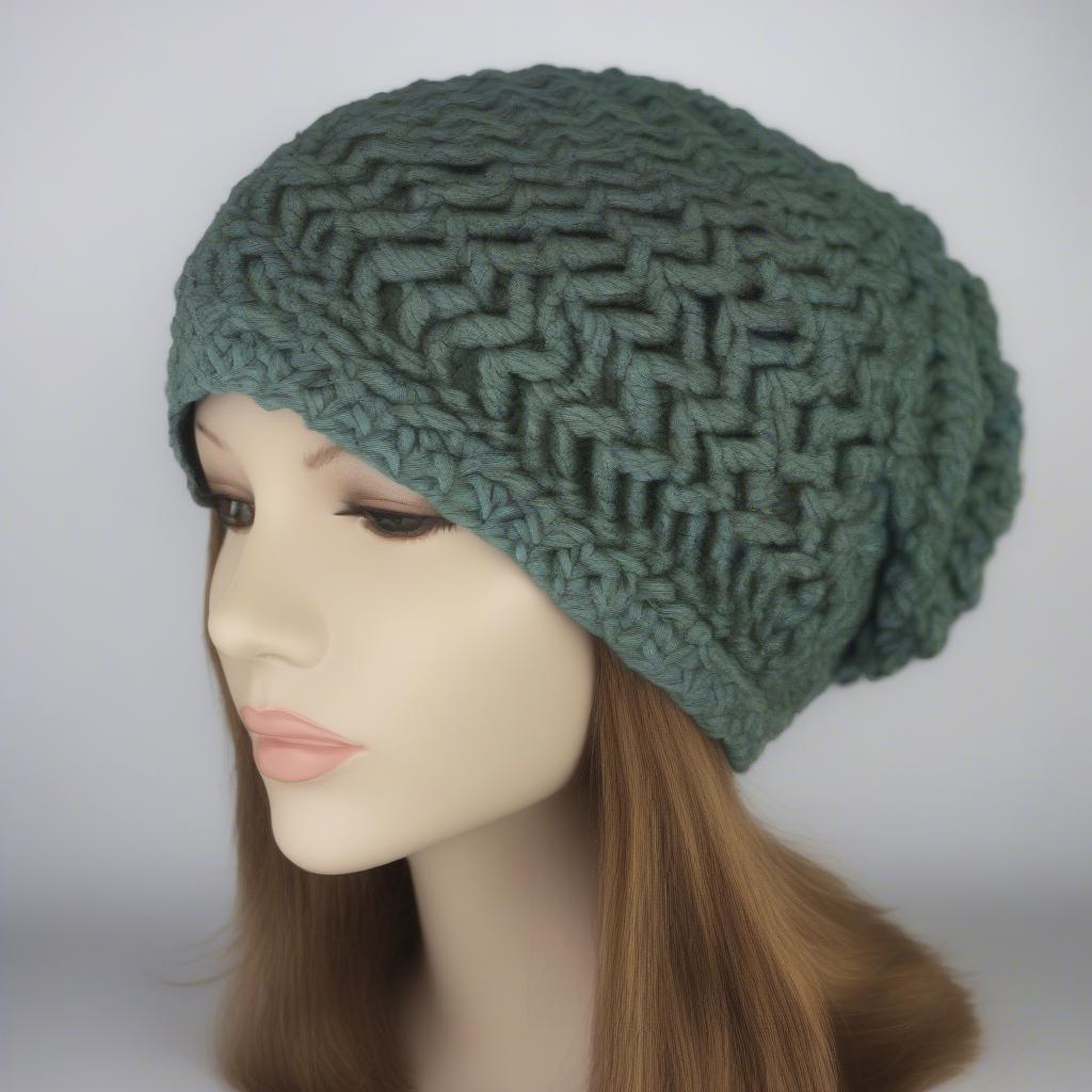 Finished Crochet Basket Weave Slouchy Hat