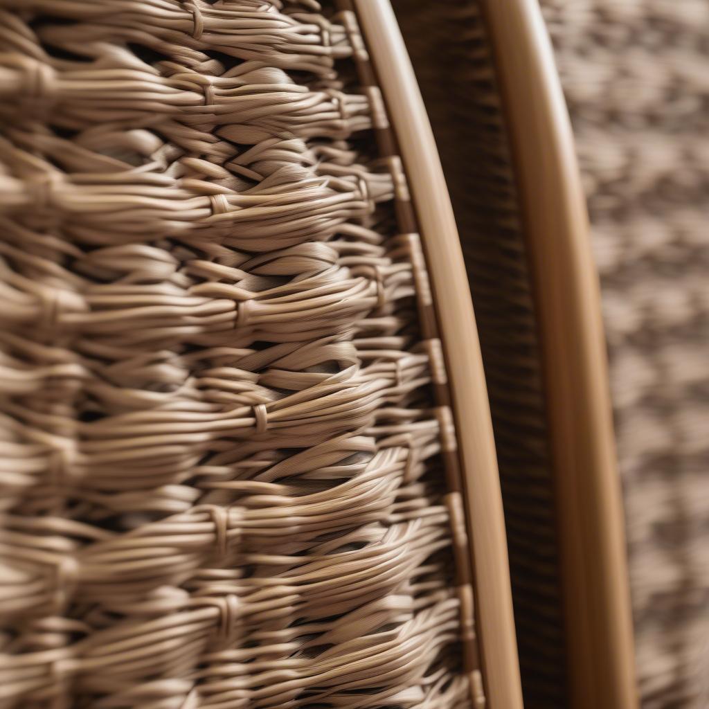 Close-up view of a derby basket weave commode showcasing the intricate weaving pattern.