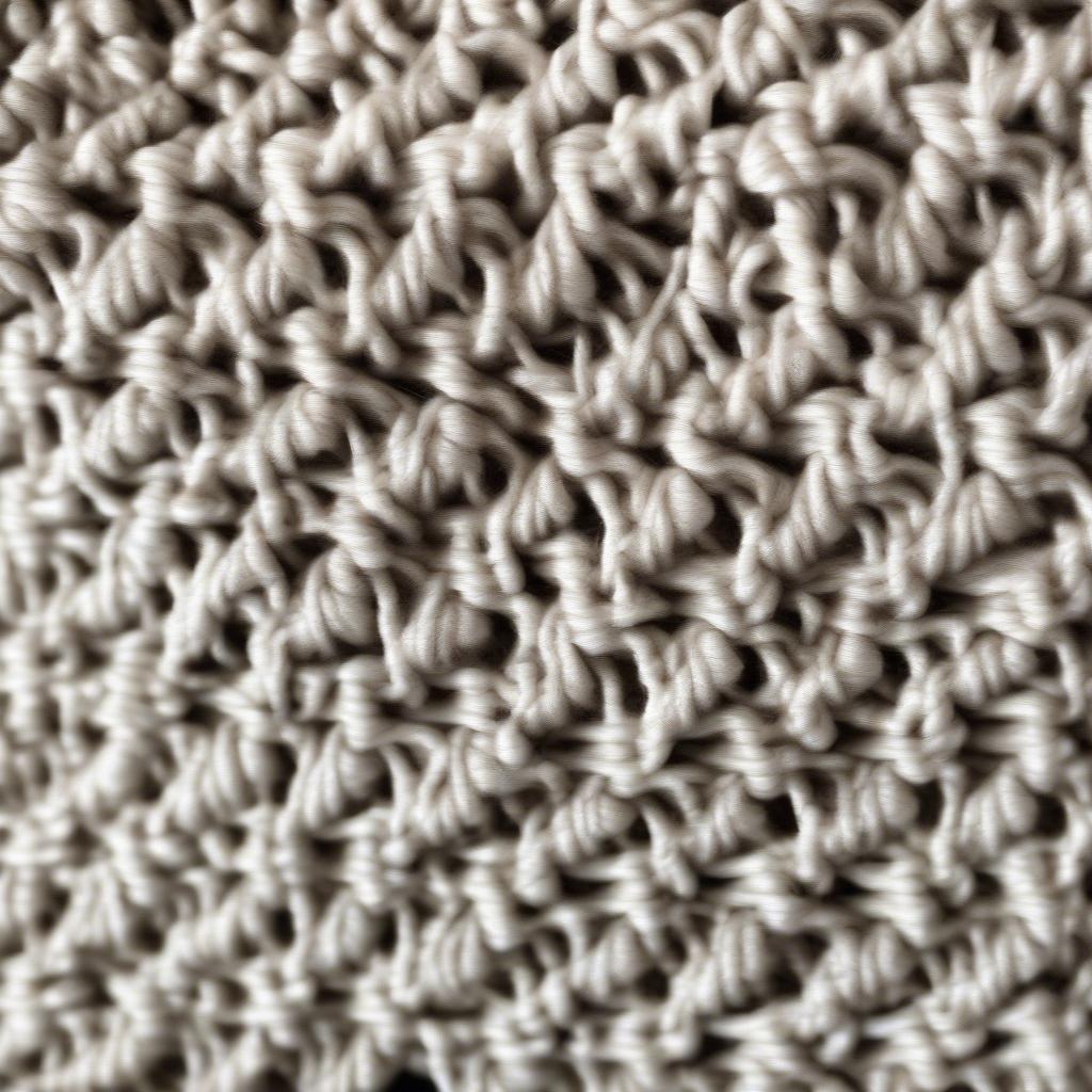 Close-up view of the diamond crochet basket weave stitch, showing the intricate interplay of single and double crochet stitches.