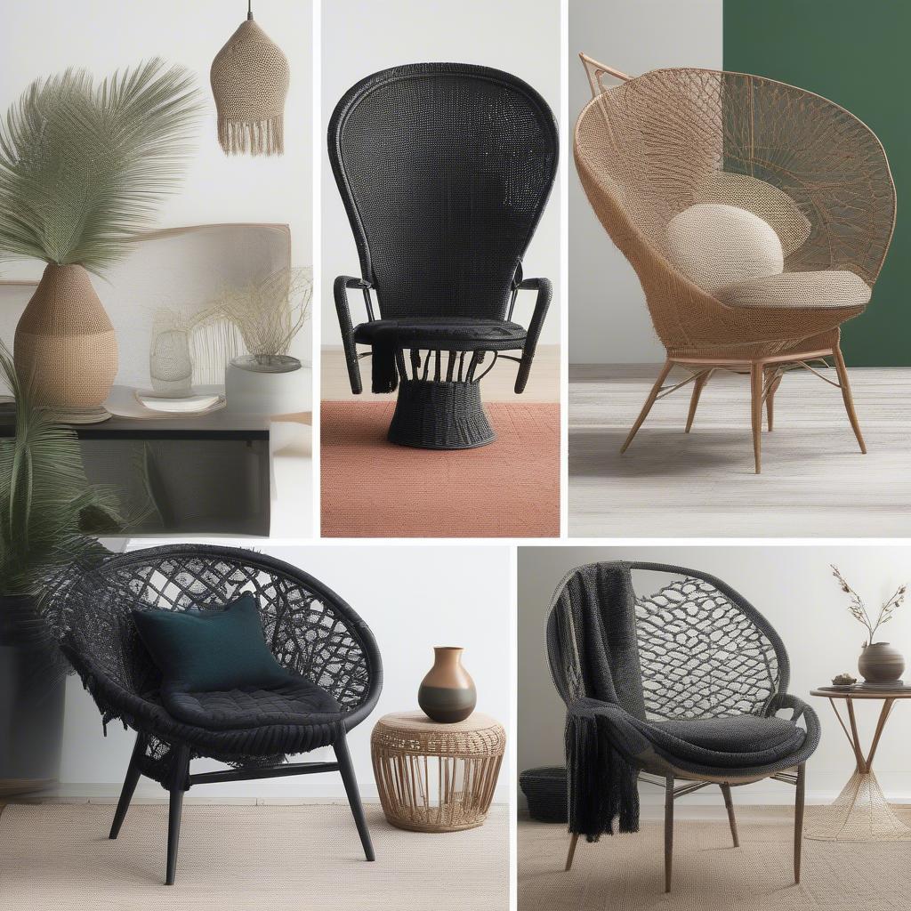 Various styles of black weave chairs, including classic, modern, and bohemian.