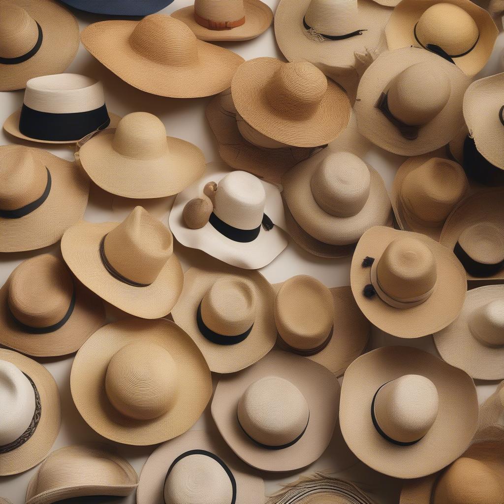 Different types of weave straw hats