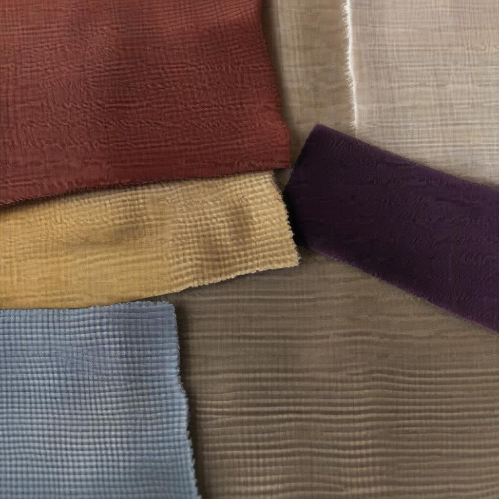 Samples of waffle weave, linen, and velvet fabrics