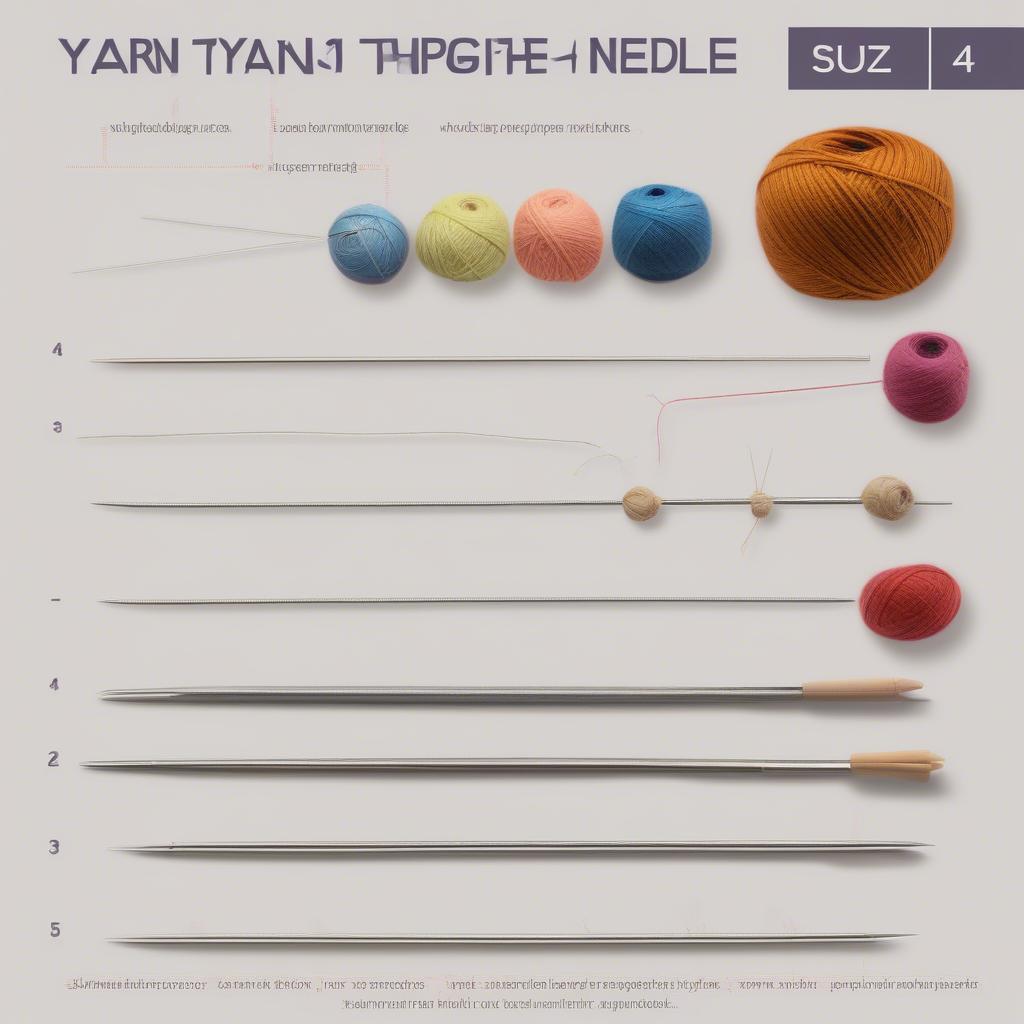 Various yarn needles for different yarn weights