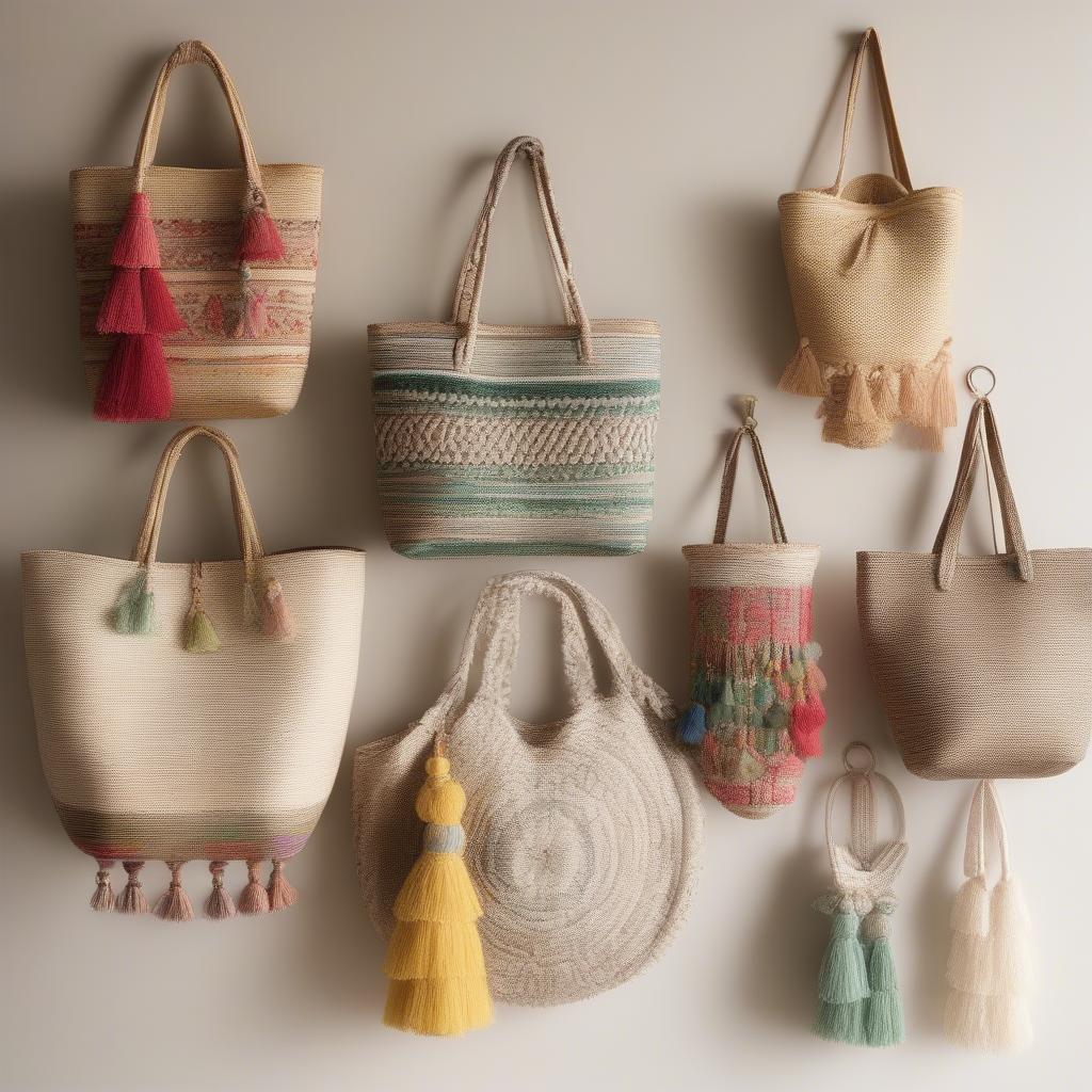 Displaying Decorated Woven Tote Bags