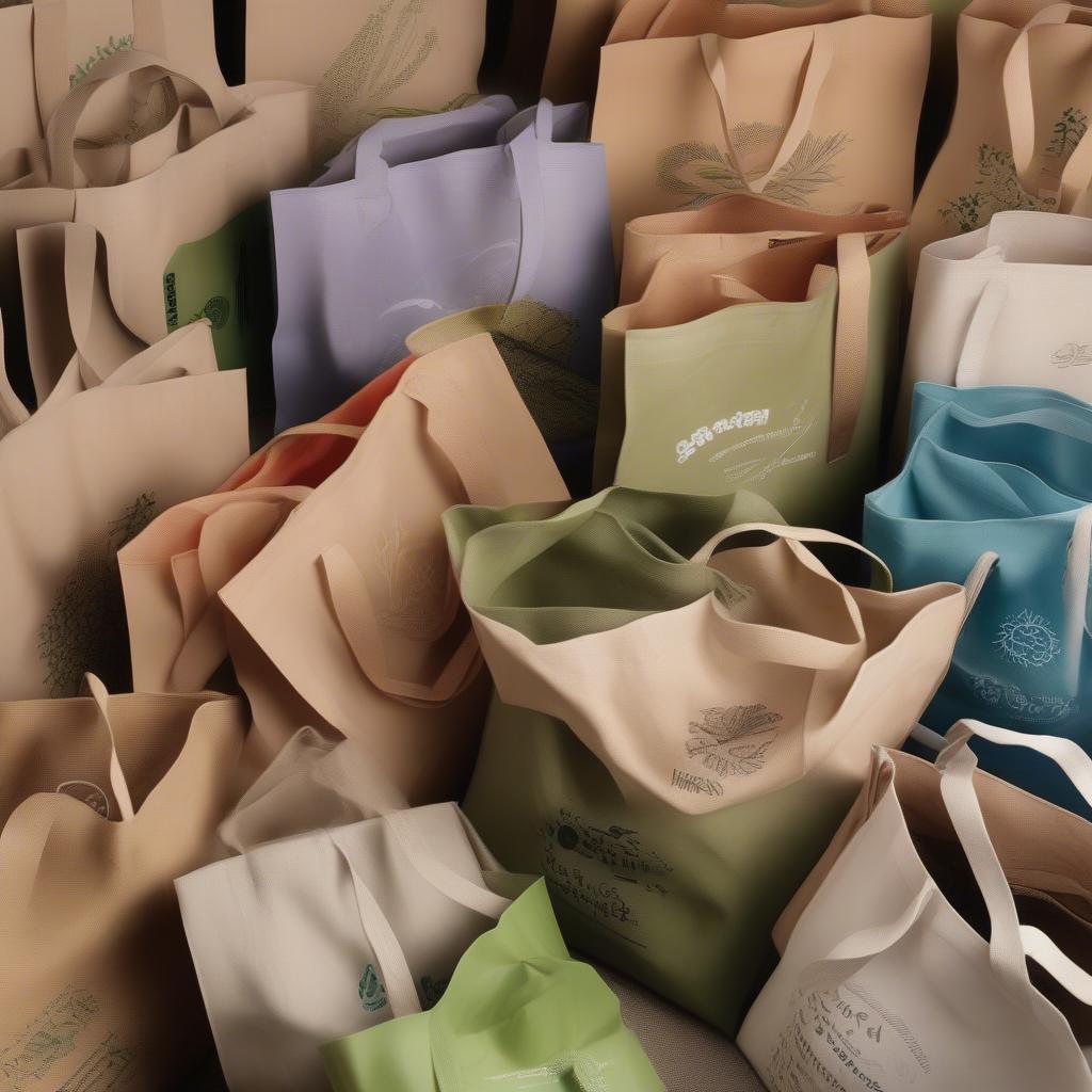 A Pile of Eco-Friendly Non-Woven Shopping Bags