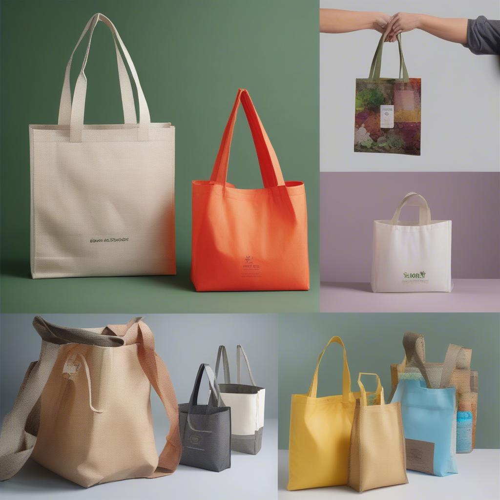 Variety of eco-friendly non-woven bags made from recycled materials