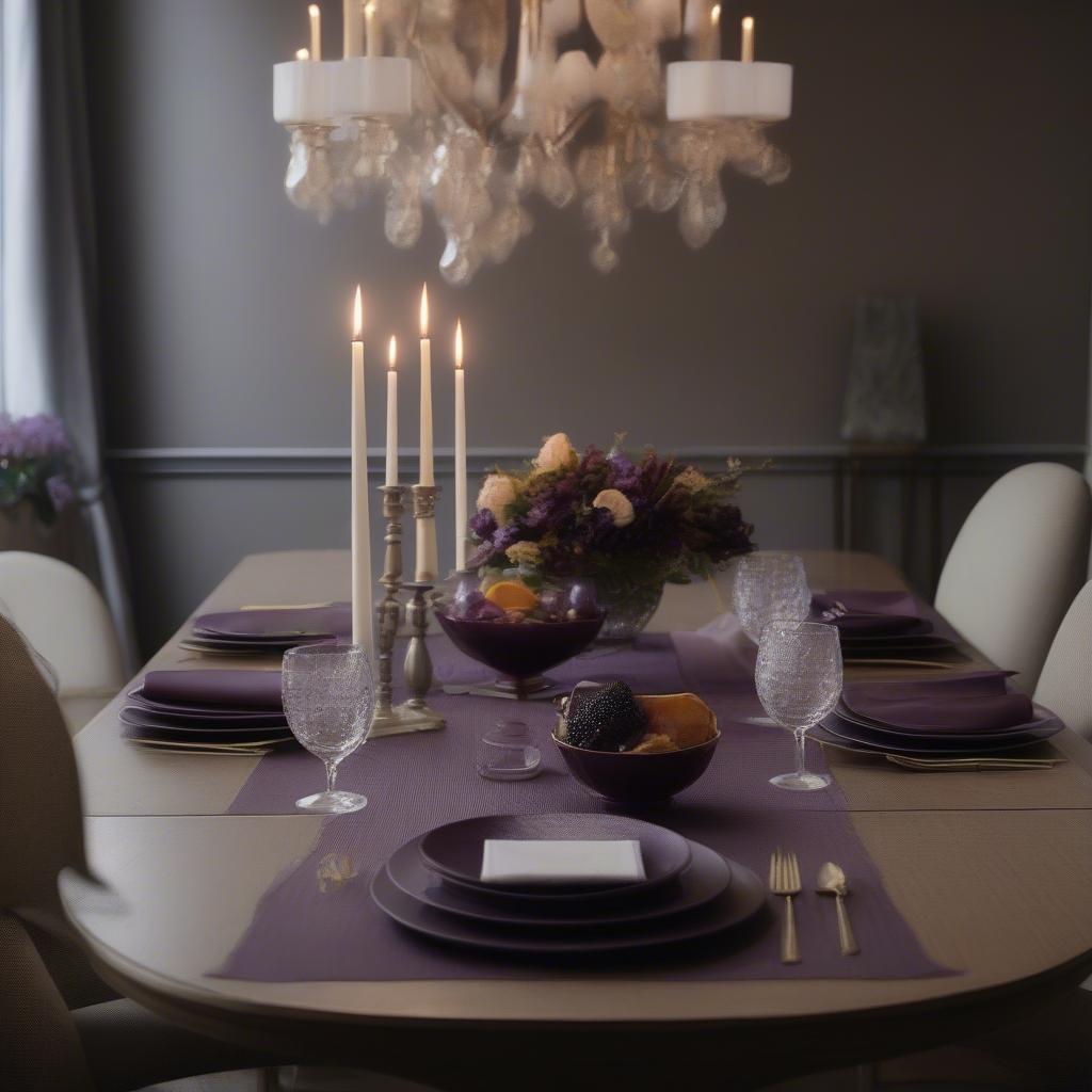 Eggplant Table Cover in a Stylish Setting